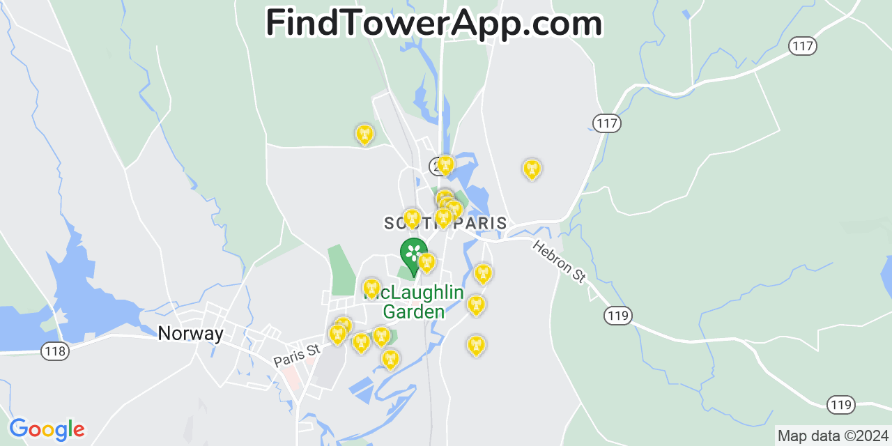 Verizon 4G/5G cell tower coverage map South Paris, Maine