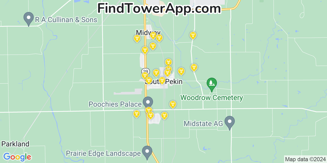 T-Mobile 4G/5G cell tower coverage map South Pekin, Illinois