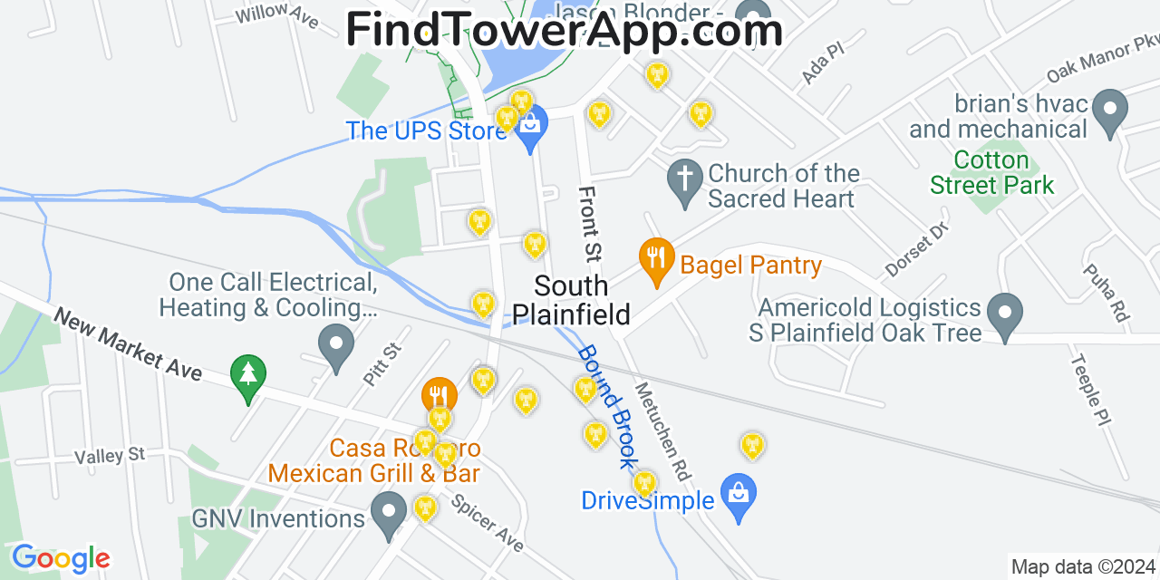 T-Mobile 4G/5G cell tower coverage map South Plainfield, New Jersey