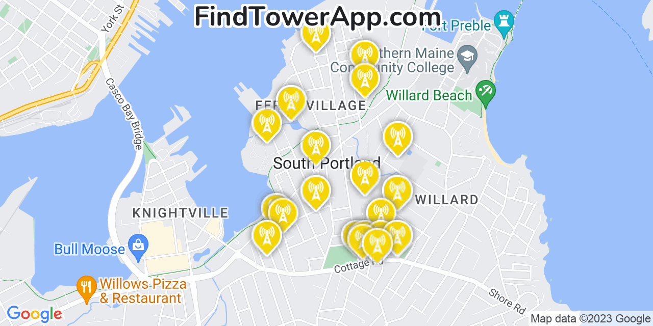 South Portland Maine Cell Tower Coverage Map