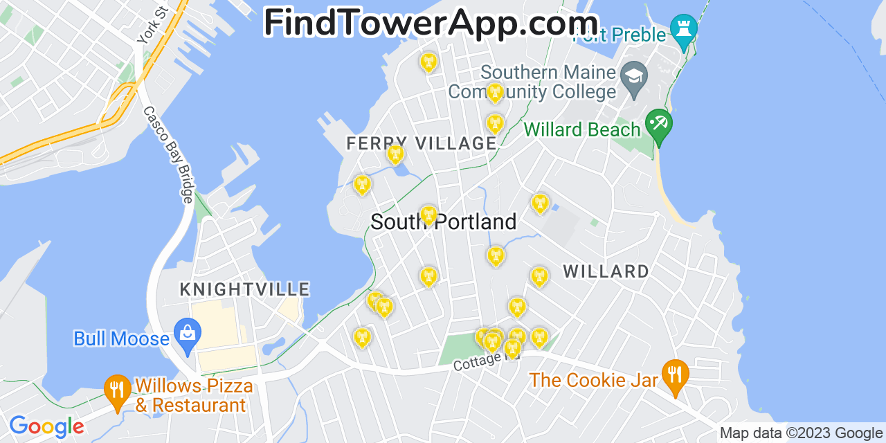 T-Mobile 4G/5G cell tower coverage map South Portland, Maine