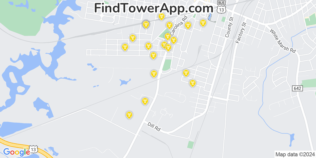 AT&T 4G/5G cell tower coverage map South Suffolk, Virginia