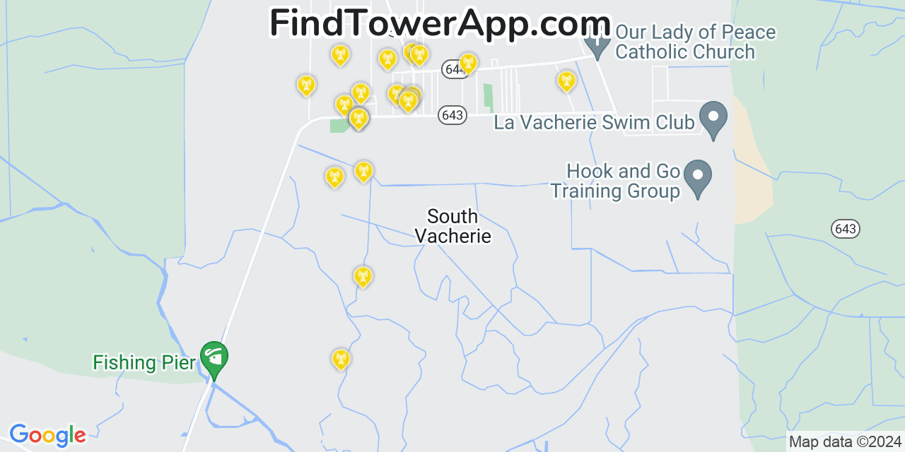 Verizon 4G/5G cell tower coverage map South Vacherie, Louisiana