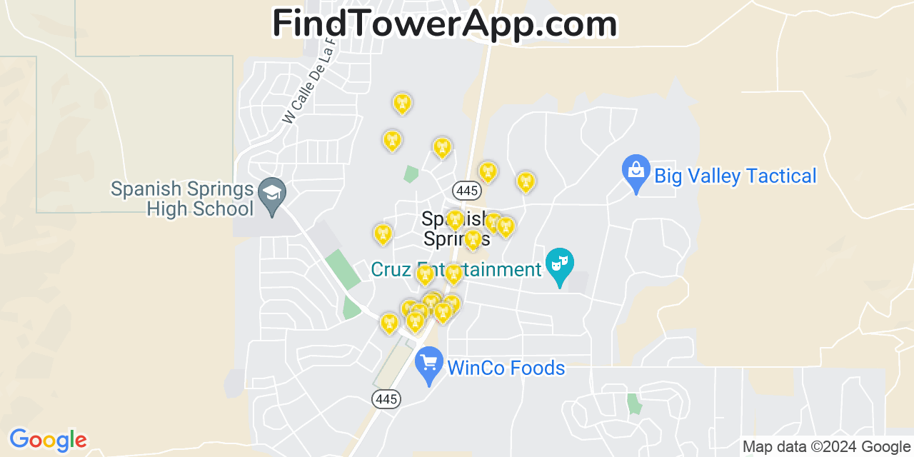 T-Mobile 4G/5G cell tower coverage map Spanish Springs, Nevada