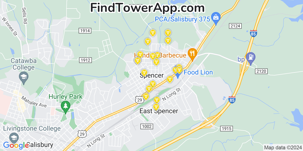 T-Mobile 4G/5G cell tower coverage map Spencer, North Carolina