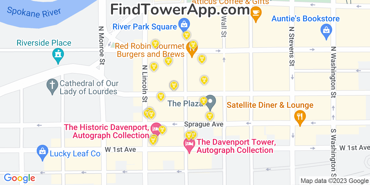 T-Mobile 4G/5G cell tower coverage map Spokane, Washington