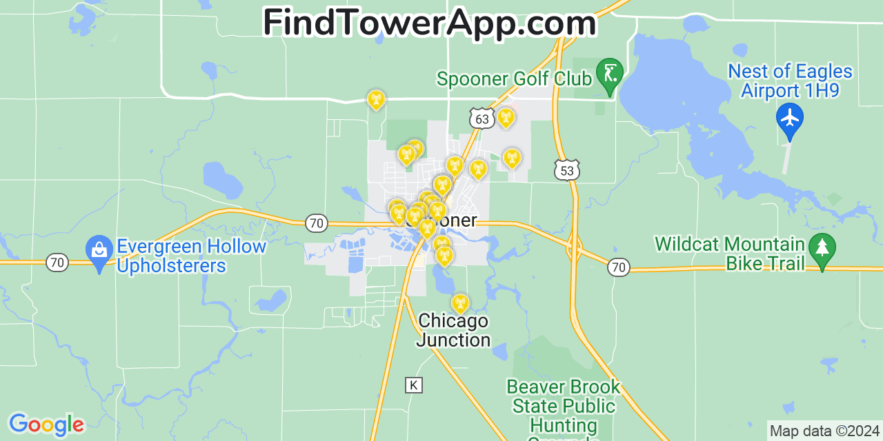 Spooner Wisconsin Cell Tower Coverage Map