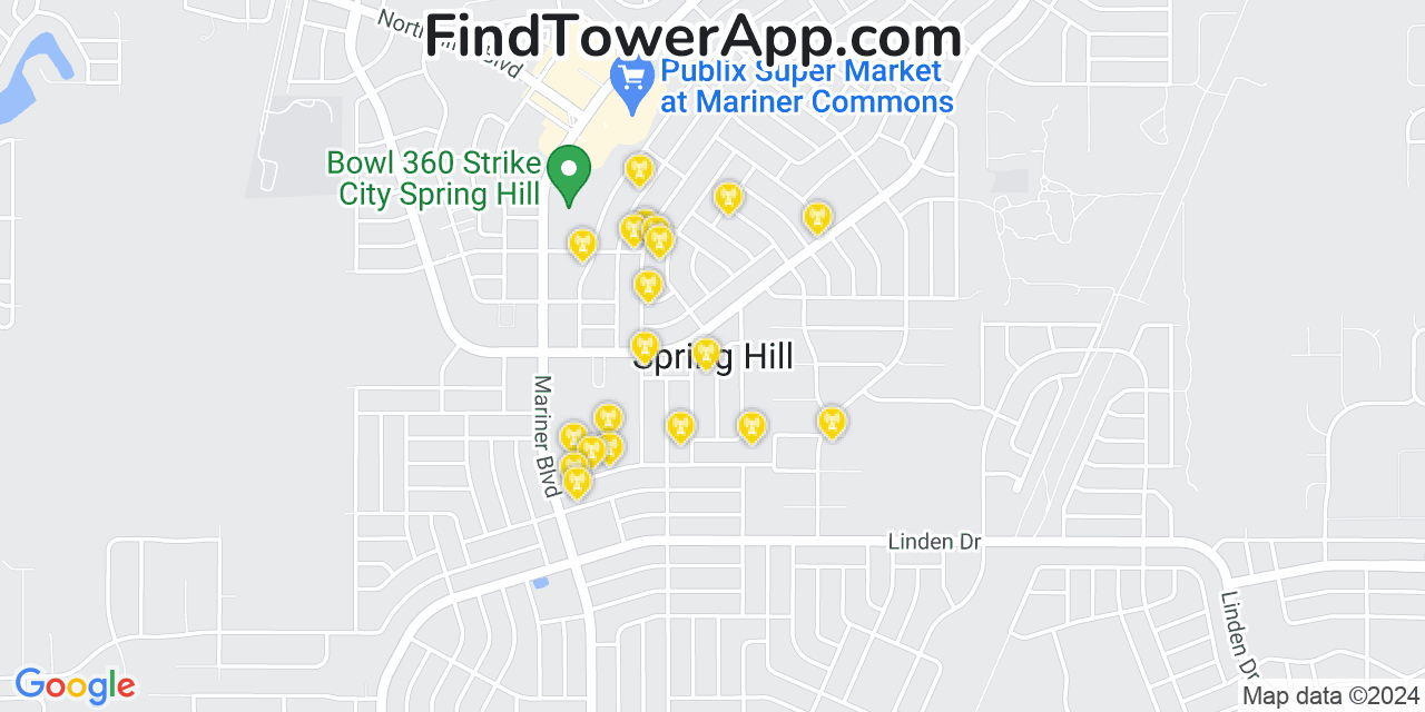 T-Mobile 4G/5G cell tower coverage map Spring Hill, Florida