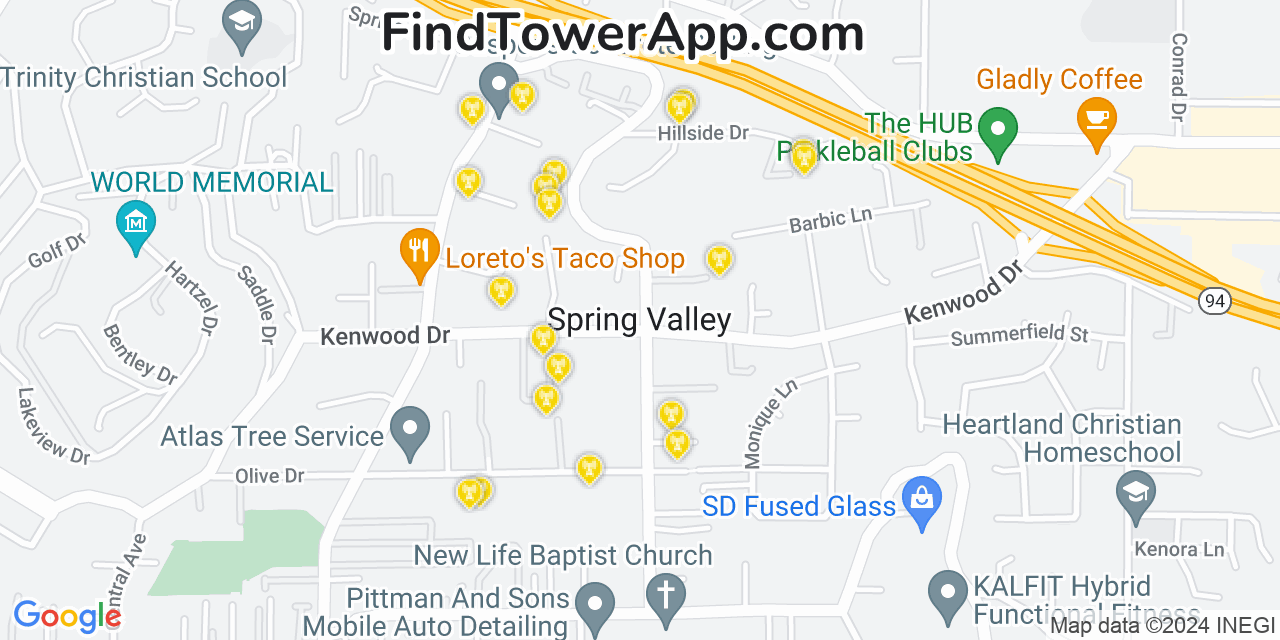 T-Mobile 4G/5G cell tower coverage map Spring Valley, California