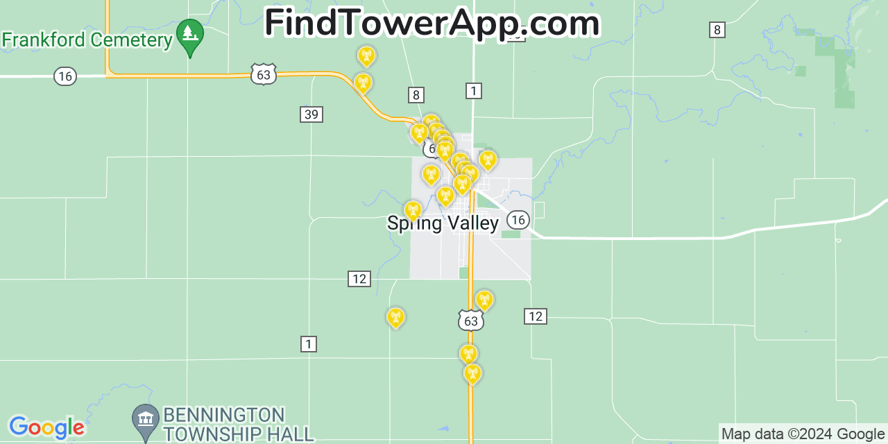 T-Mobile 4G/5G cell tower coverage map Spring Valley, Minnesota