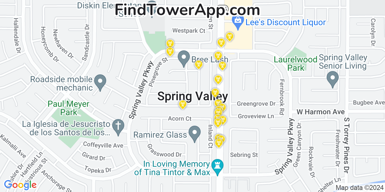 Verizon 4G/5G cell tower coverage map Spring Valley, Nevada