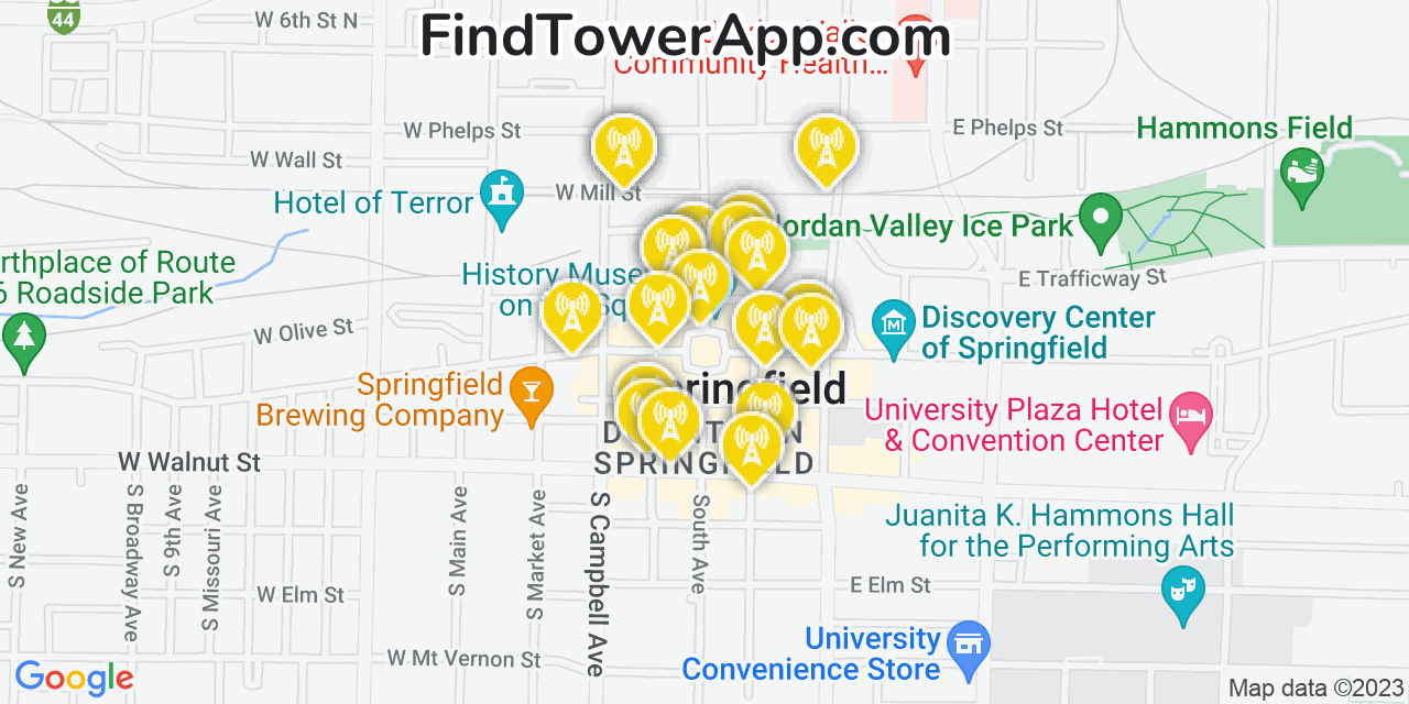 Verizon 4G/5G cell tower coverage map Springfield, Missouri