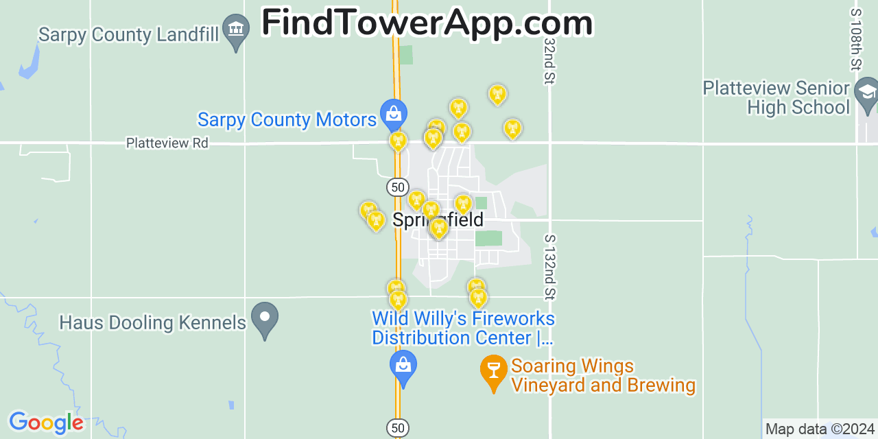 T-Mobile 4G/5G cell tower coverage map Springfield, Nebraska