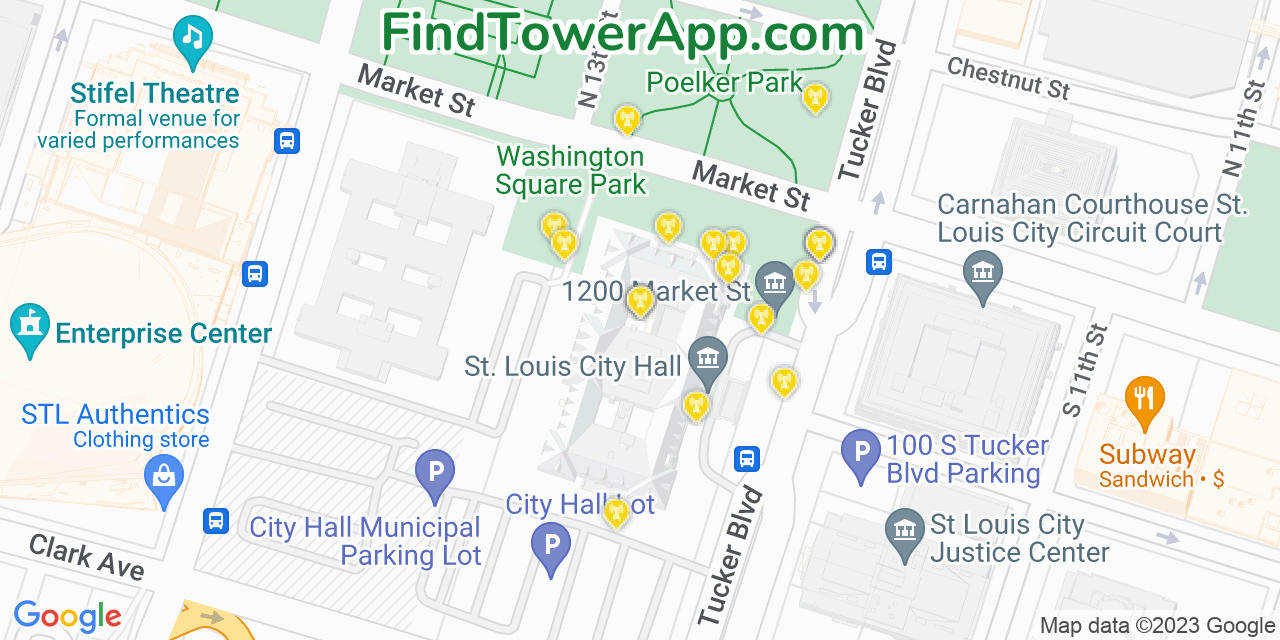 AT&T 4G/5G cell tower coverage map St. Louis, Missouri