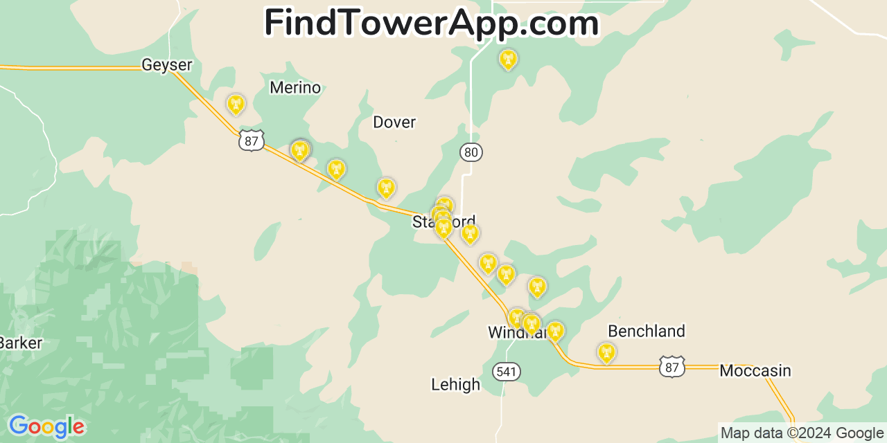 T-Mobile 4G/5G cell tower coverage map Stanford, Montana