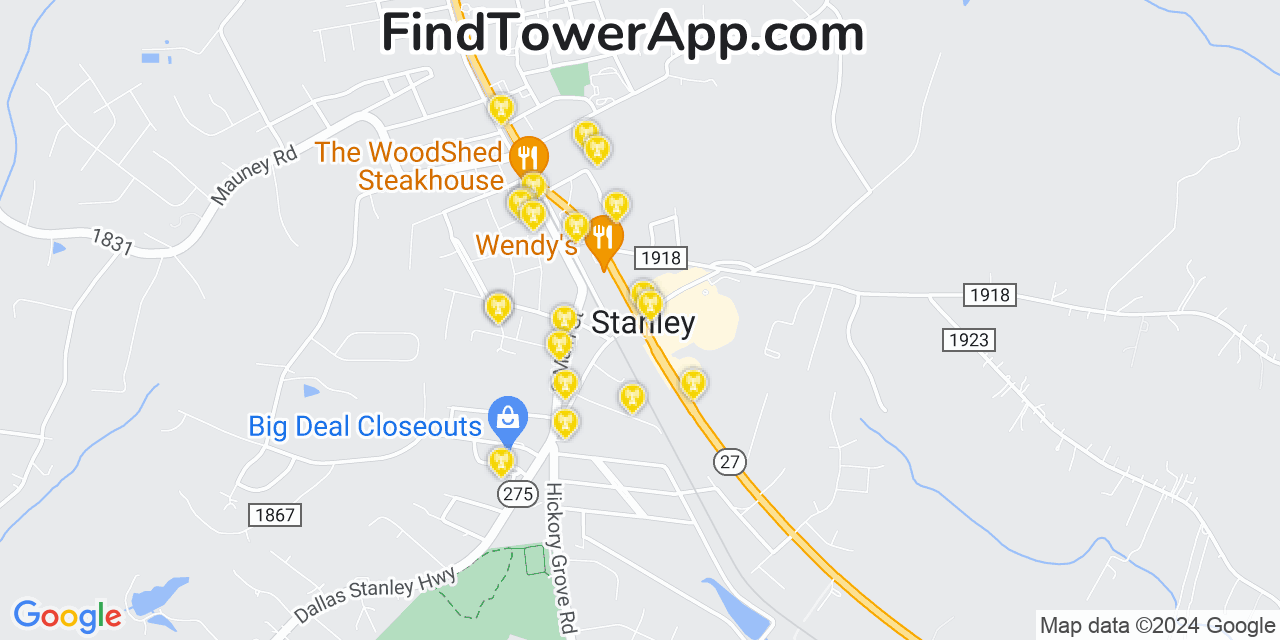 T-Mobile 4G/5G cell tower coverage map Stanley, North Carolina