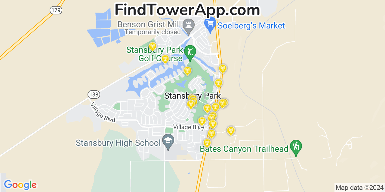 AT&T 4G/5G cell tower coverage map Stansbury park, Utah