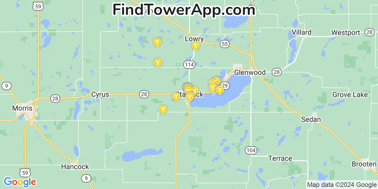 T-Mobile 4G/5G cell tower coverage map Starbuck, Minnesota