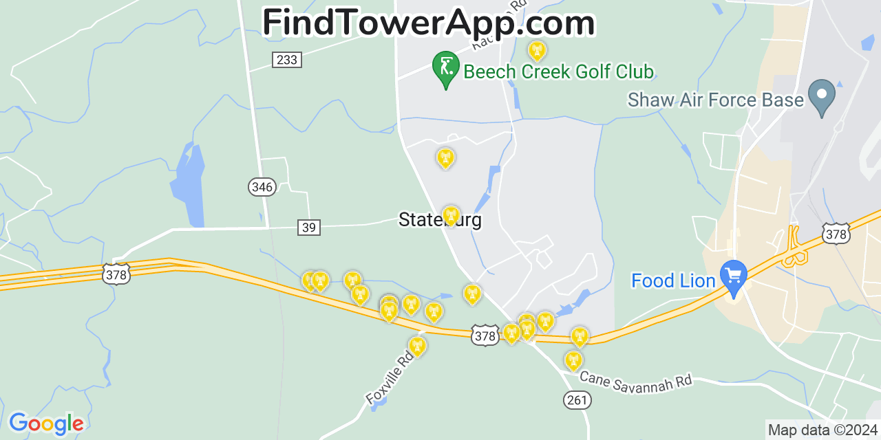 Verizon 4G/5G cell tower coverage map Stateburg, South Carolina