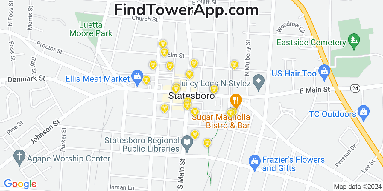 T-Mobile 4G/5G cell tower coverage map Statesboro, Georgia