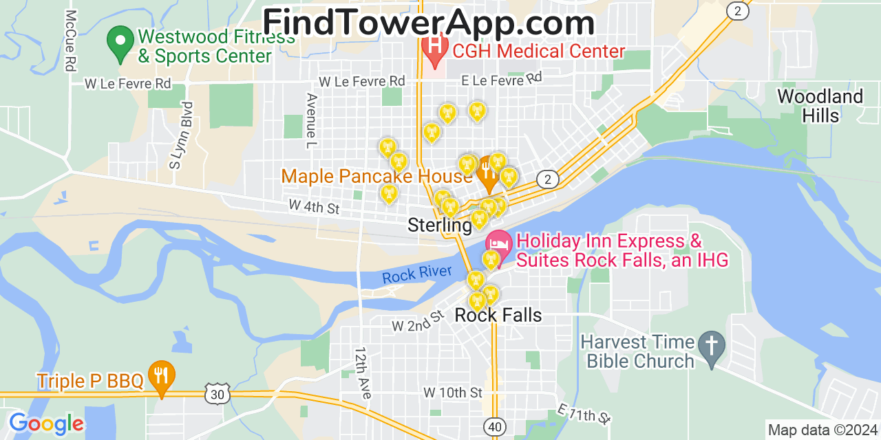 T-Mobile 4G/5G cell tower coverage map Sterling, Illinois