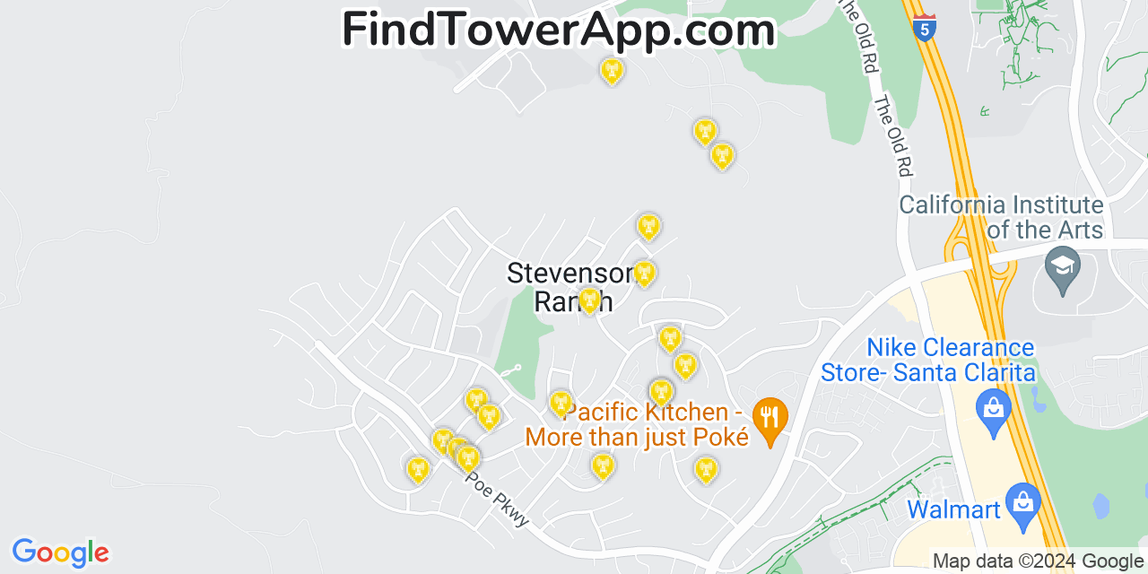 T-Mobile 4G/5G cell tower coverage map Stevenson Ranch, California