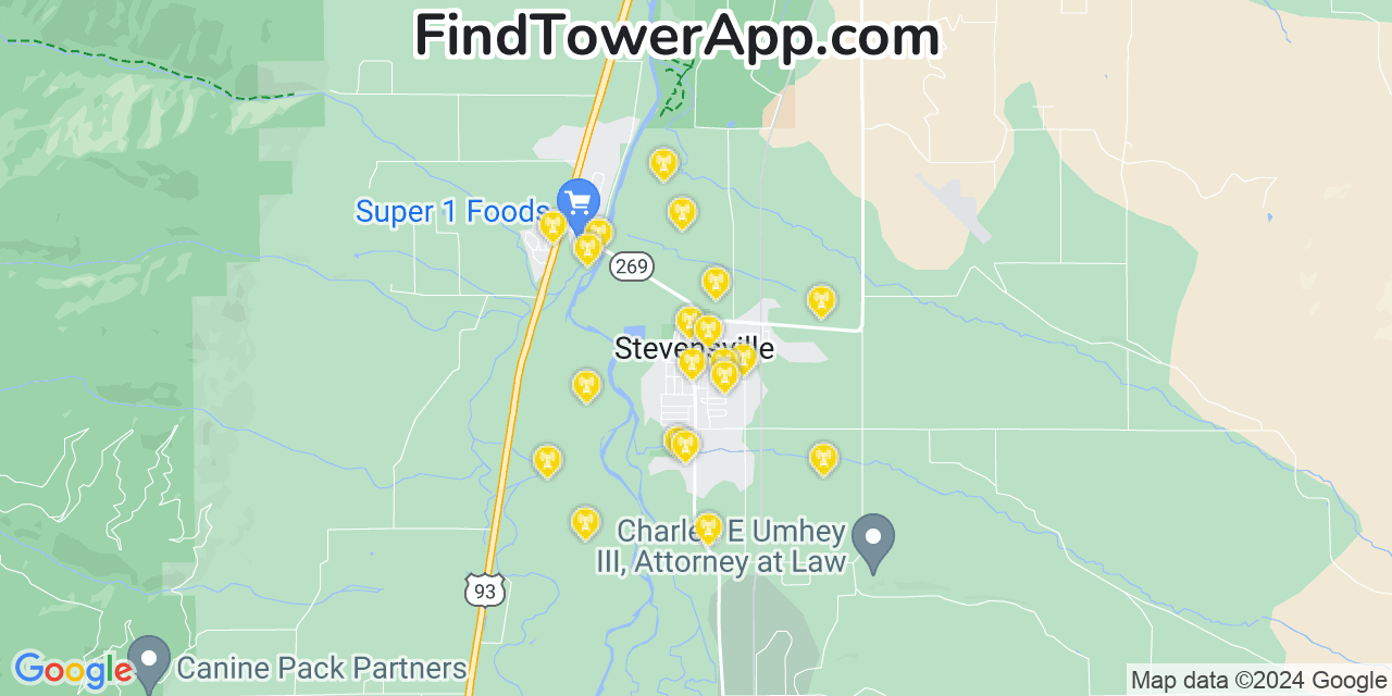 T-Mobile 4G/5G cell tower coverage map Stevensville, Montana