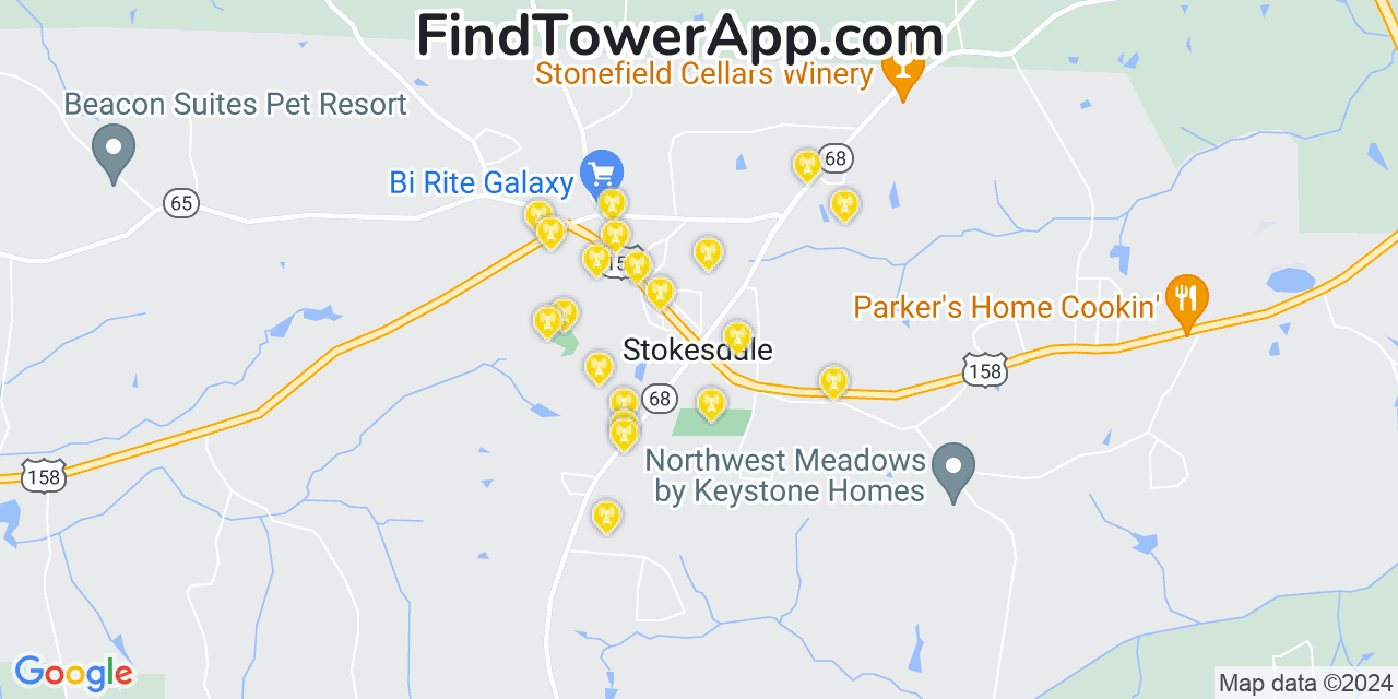 Verizon 4G/5G cell tower coverage map Stokesdale, North Carolina