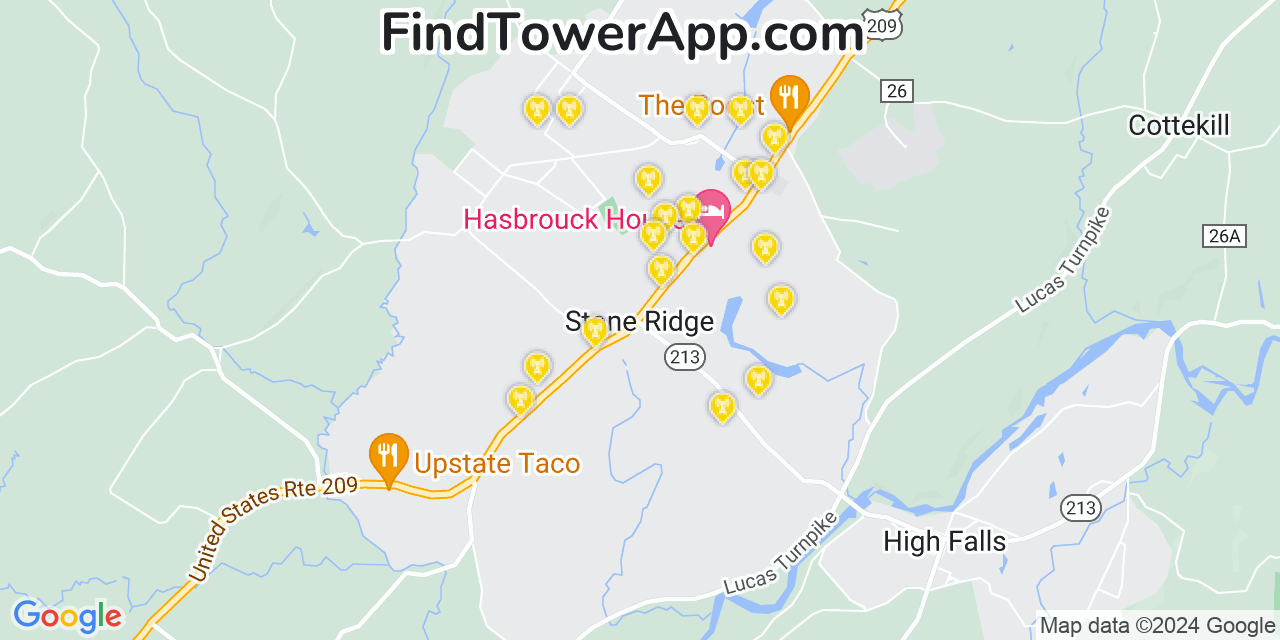 Verizon 4G/5G cell tower coverage map Stone Ridge, New York