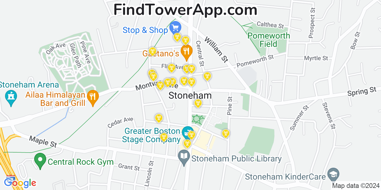 Stoneham Massachusetts Cell Tower Coverage Map