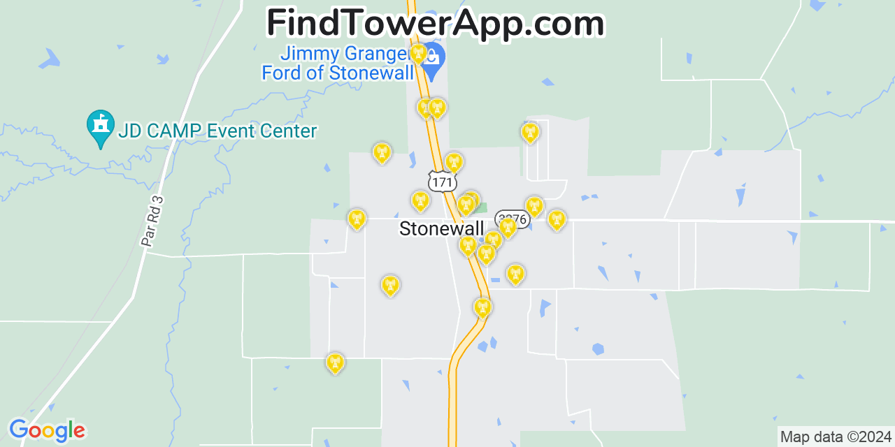 Verizon 4G/5G cell tower coverage map Stonewall, Louisiana