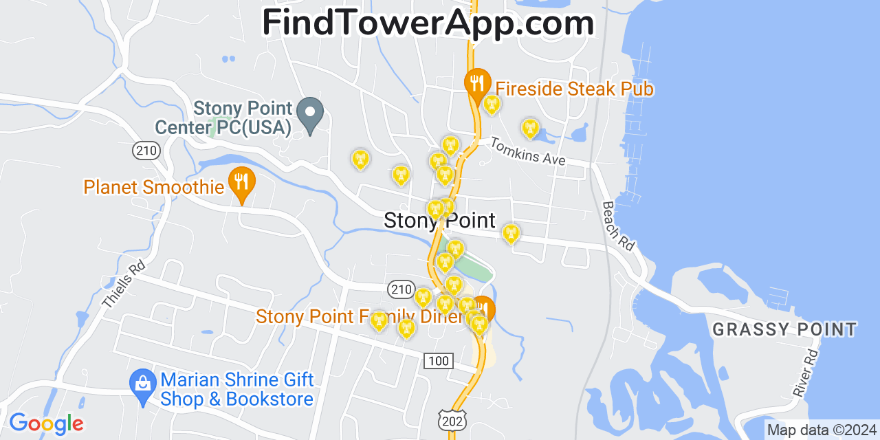 Verizon 4G/5G cell tower coverage map Stony Point, New York