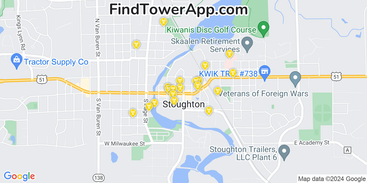 Verizon 4G/5G cell tower coverage map Stoughton, Wisconsin