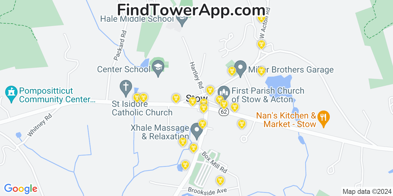 T-Mobile 4G/5G cell tower coverage map Stow, Massachusetts