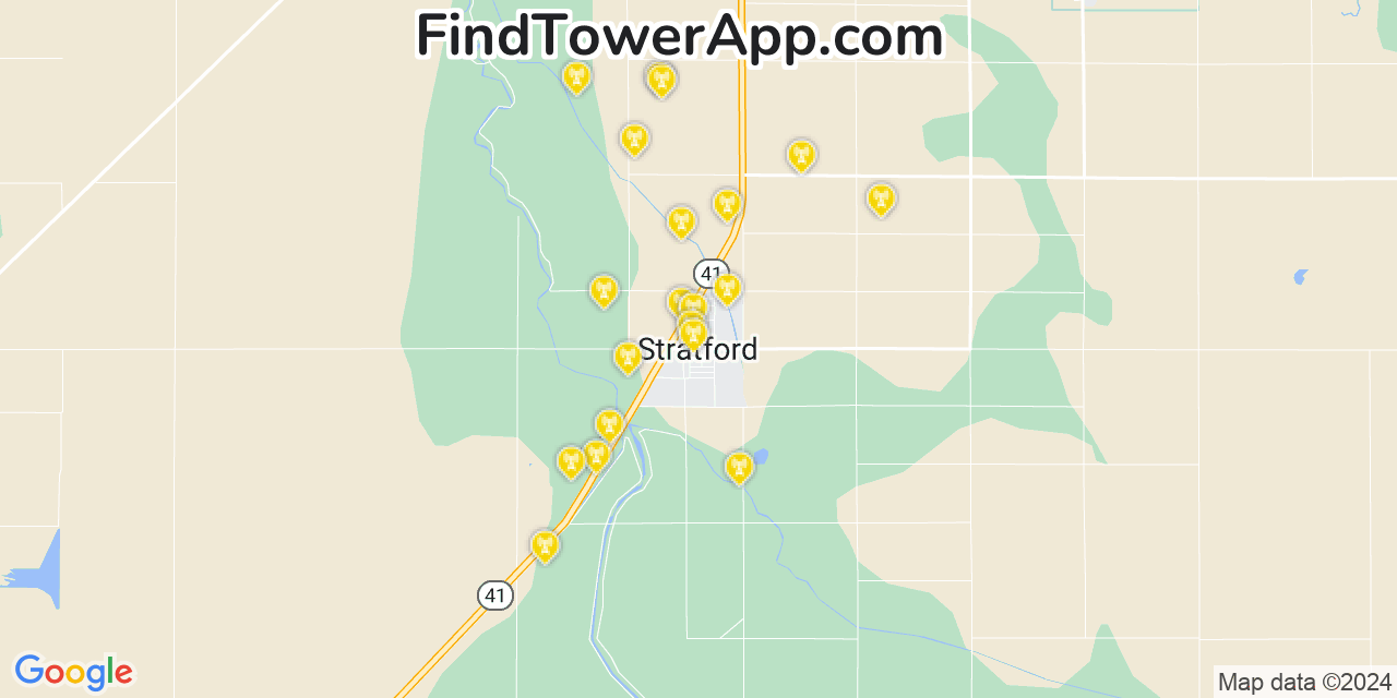 Verizon 4G/5G cell tower coverage map Stratford, California