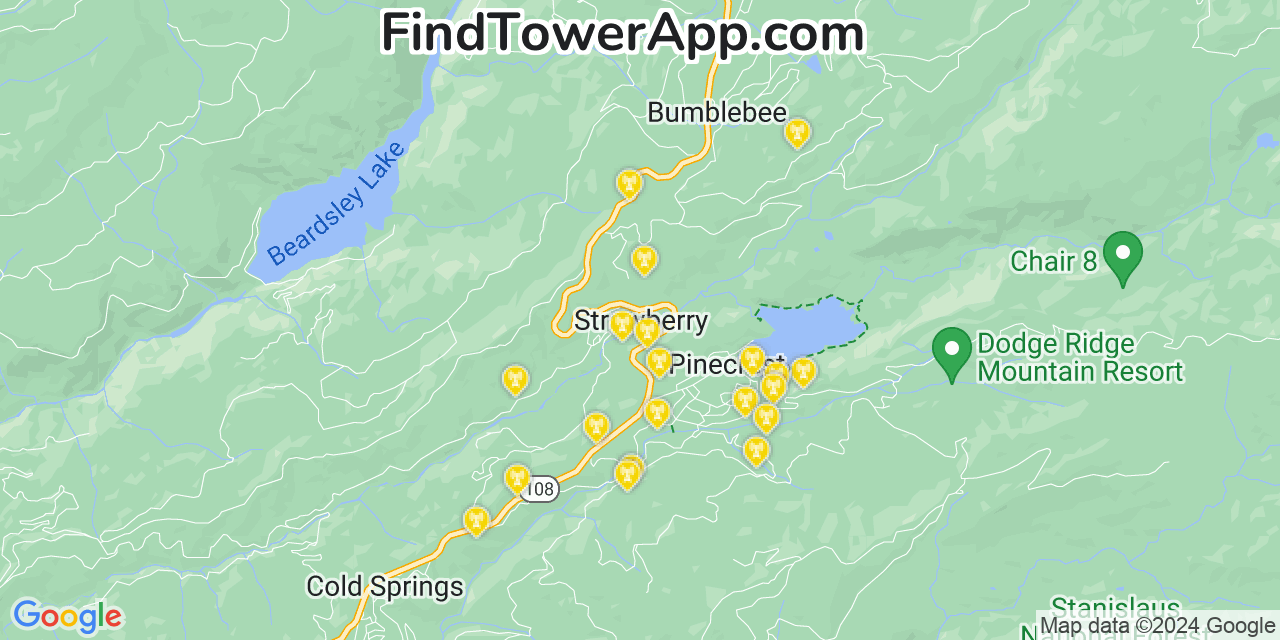 T-Mobile 4G/5G cell tower coverage map Strawberry, California