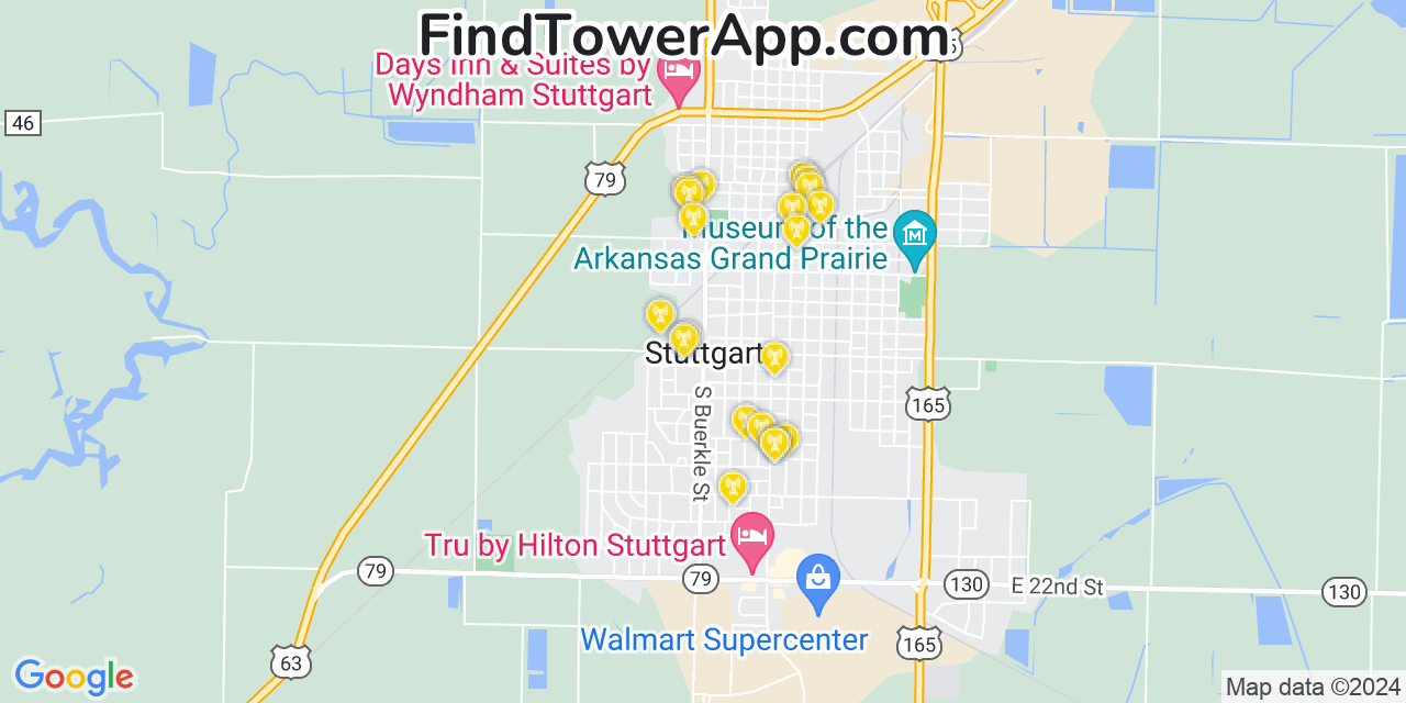 T-Mobile 4G/5G cell tower coverage map Stuttgart, Arkansas