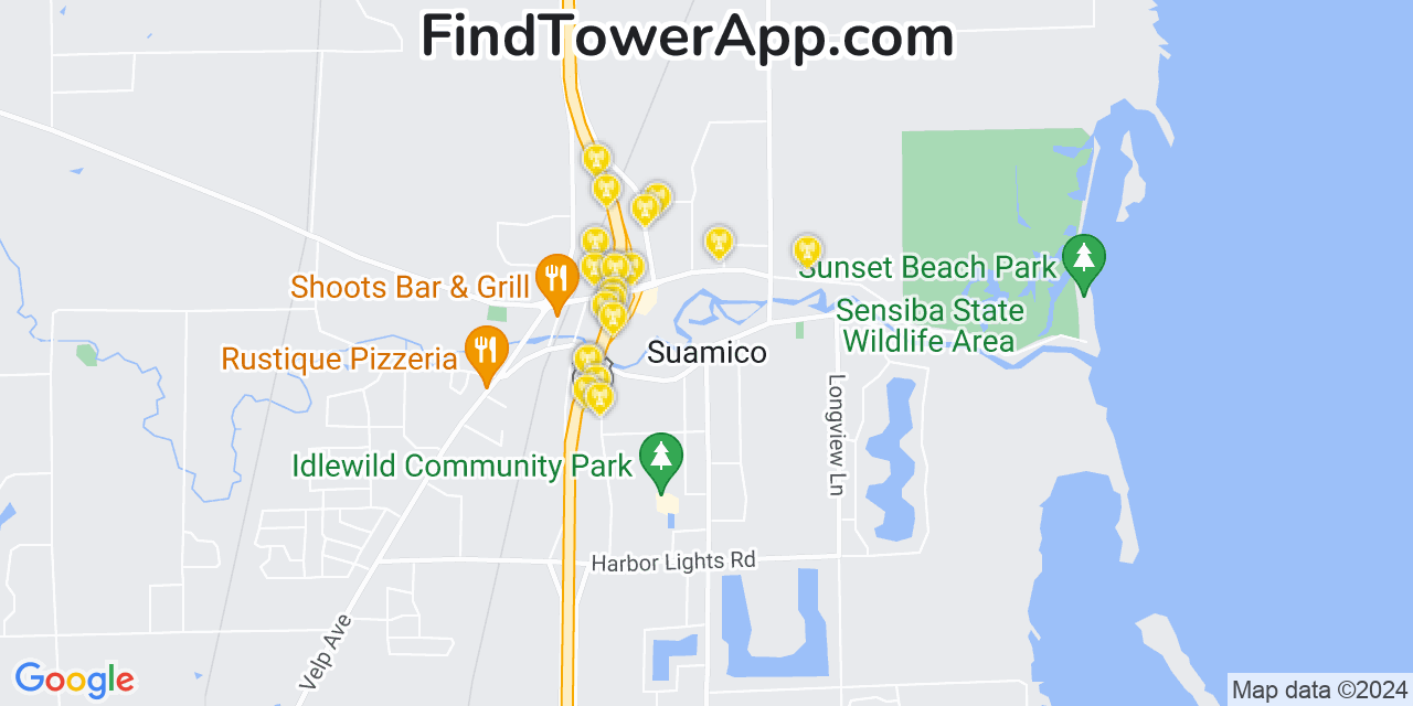 AT&T 4G/5G cell tower coverage map Suamico, Wisconsin