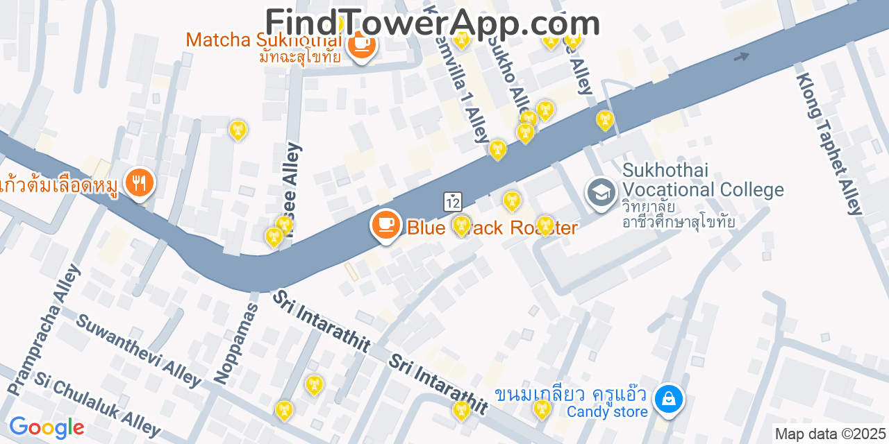 Sukhothai Cell Towers, Thailand - FindTower App Coverage Maps
