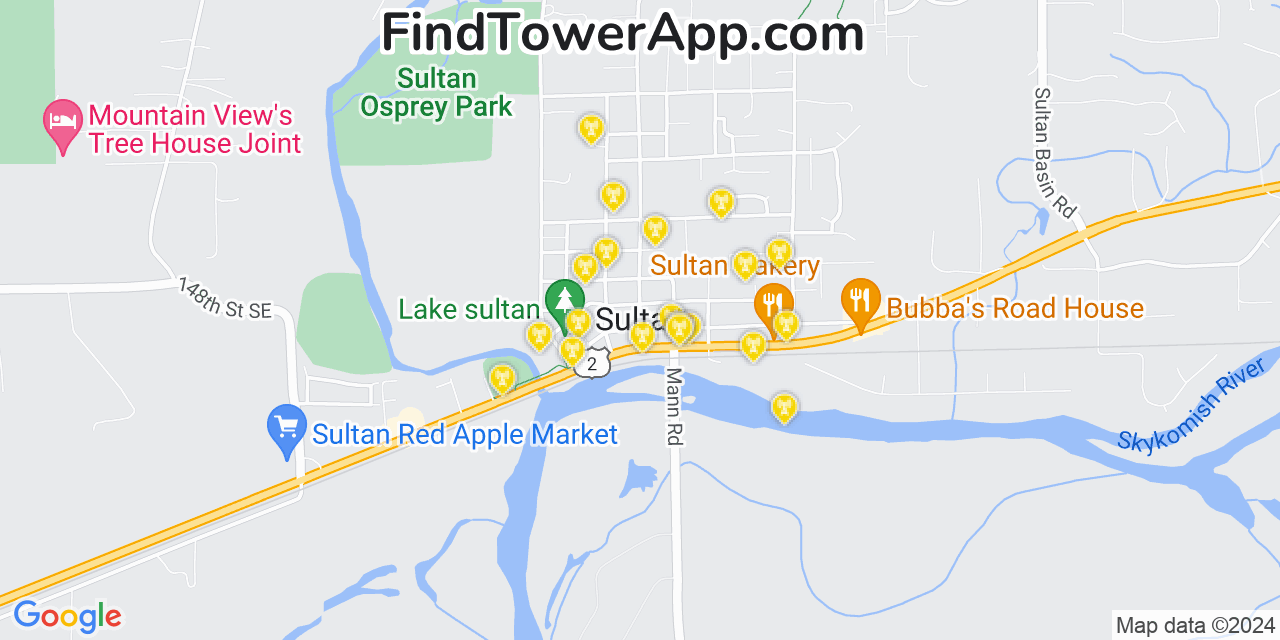 Verizon 4G/5G cell tower coverage map Sultan, Washington