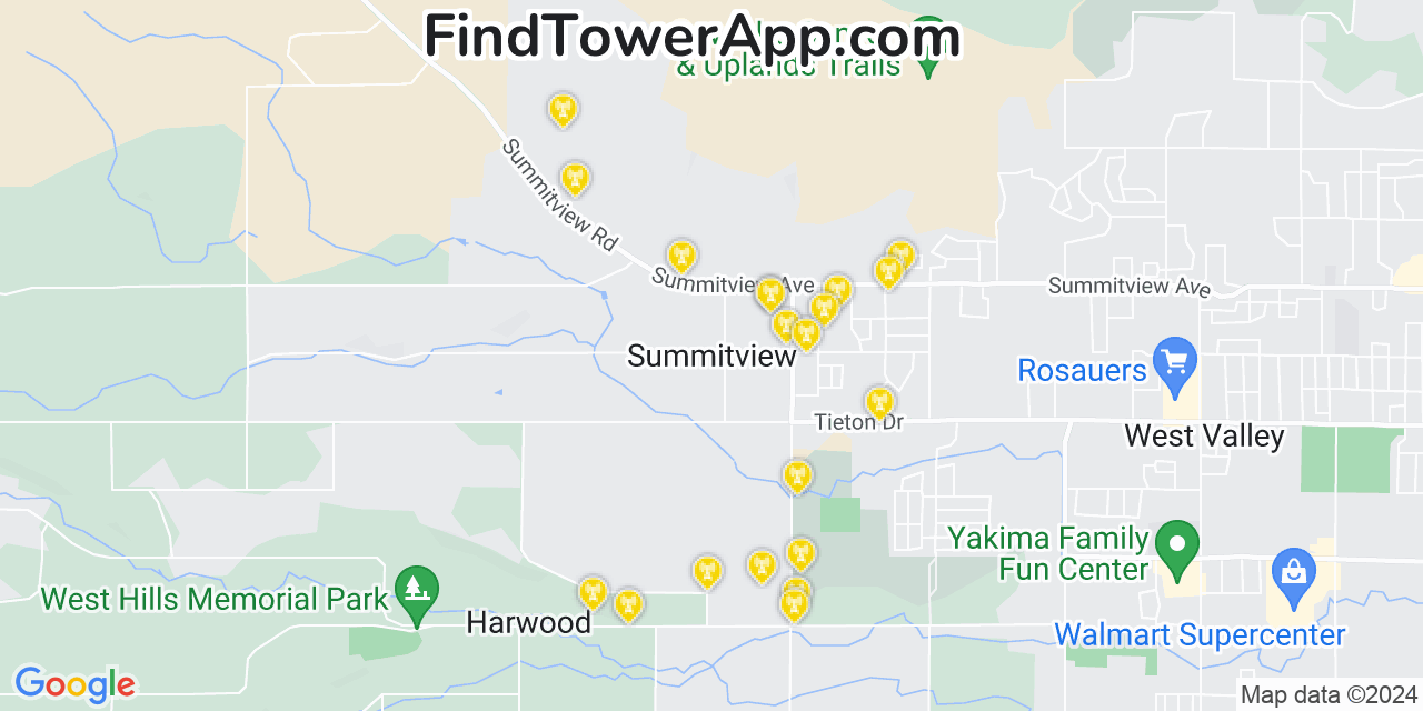 Verizon 4G/5G cell tower coverage map Summit View, Washington