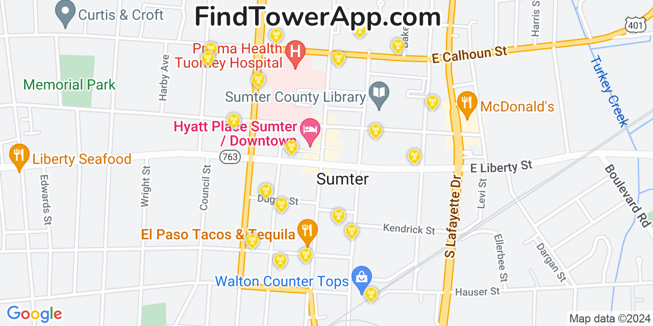 T-Mobile 4G/5G cell tower coverage map Sumter, South Carolina