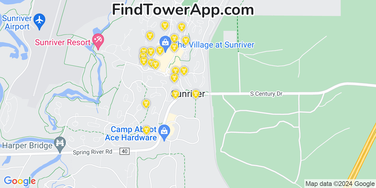 Verizon 4G/5G cell tower coverage map Sunriver, Oregon