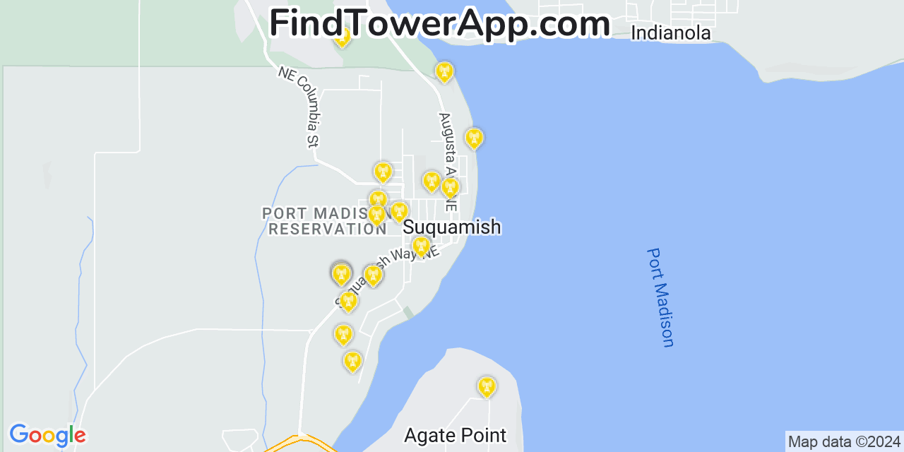 T-Mobile 4G/5G cell tower coverage map Suquamish, Washington