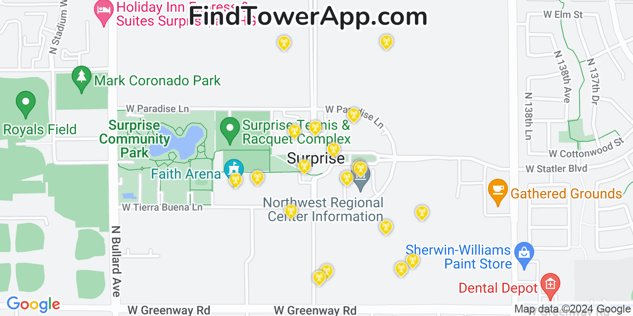 T-Mobile 4G/5G cell tower coverage map Surprise, Arizona