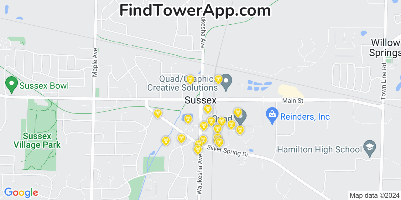 T-Mobile 4G/5G cell tower coverage map Sussex, Wisconsin