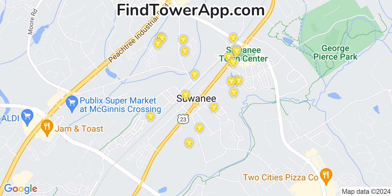 T-Mobile 4G/5G cell tower coverage map Suwanee, Georgia