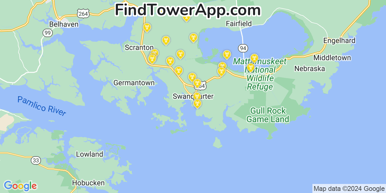 T-Mobile 4G/5G cell tower coverage map Swanquarter, North Carolina