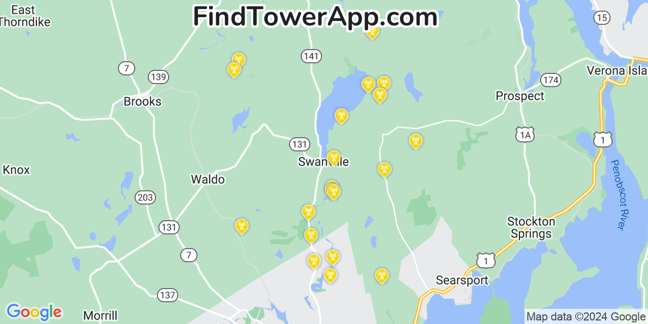 T-Mobile 4G/5G cell tower coverage map Swanville, Maine