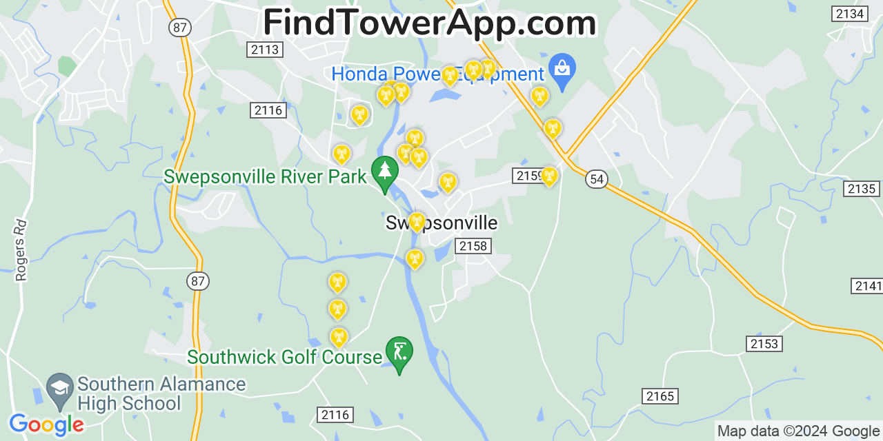 T-Mobile 4G/5G cell tower coverage map Swepsonville, North Carolina